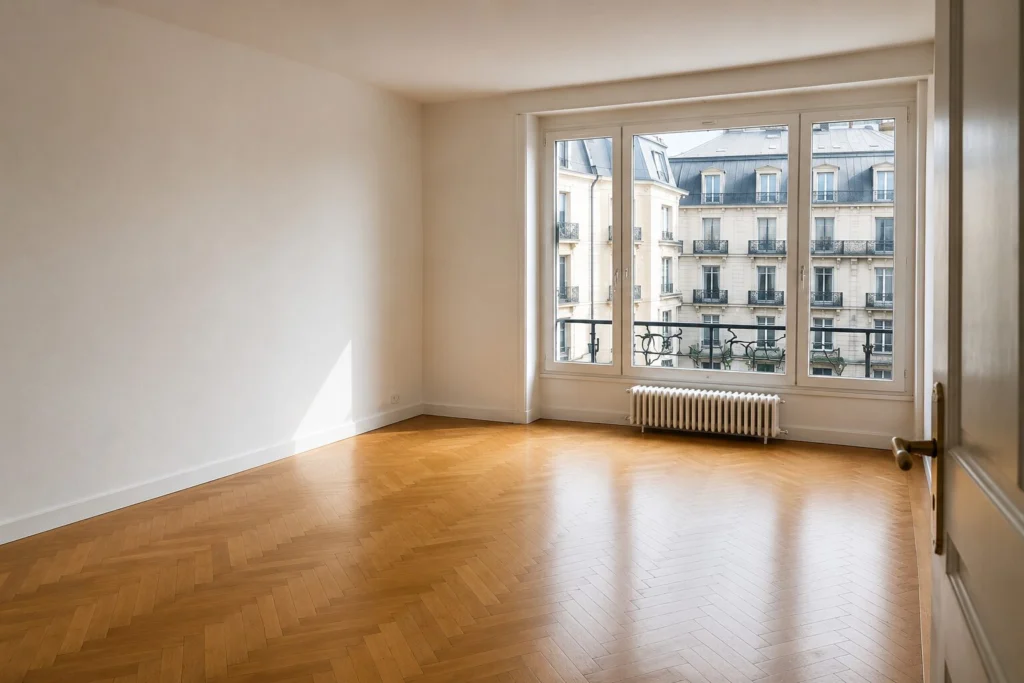 Équipe Débarras Genève vidant un appartement aux Eaux-Vives avant restitution du bail